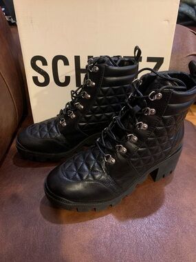New Schutz quilted pattern leather combat boots
